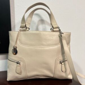 Etienne Aigner Genuine Leather Cream Satchel | Y2K Early 2000s